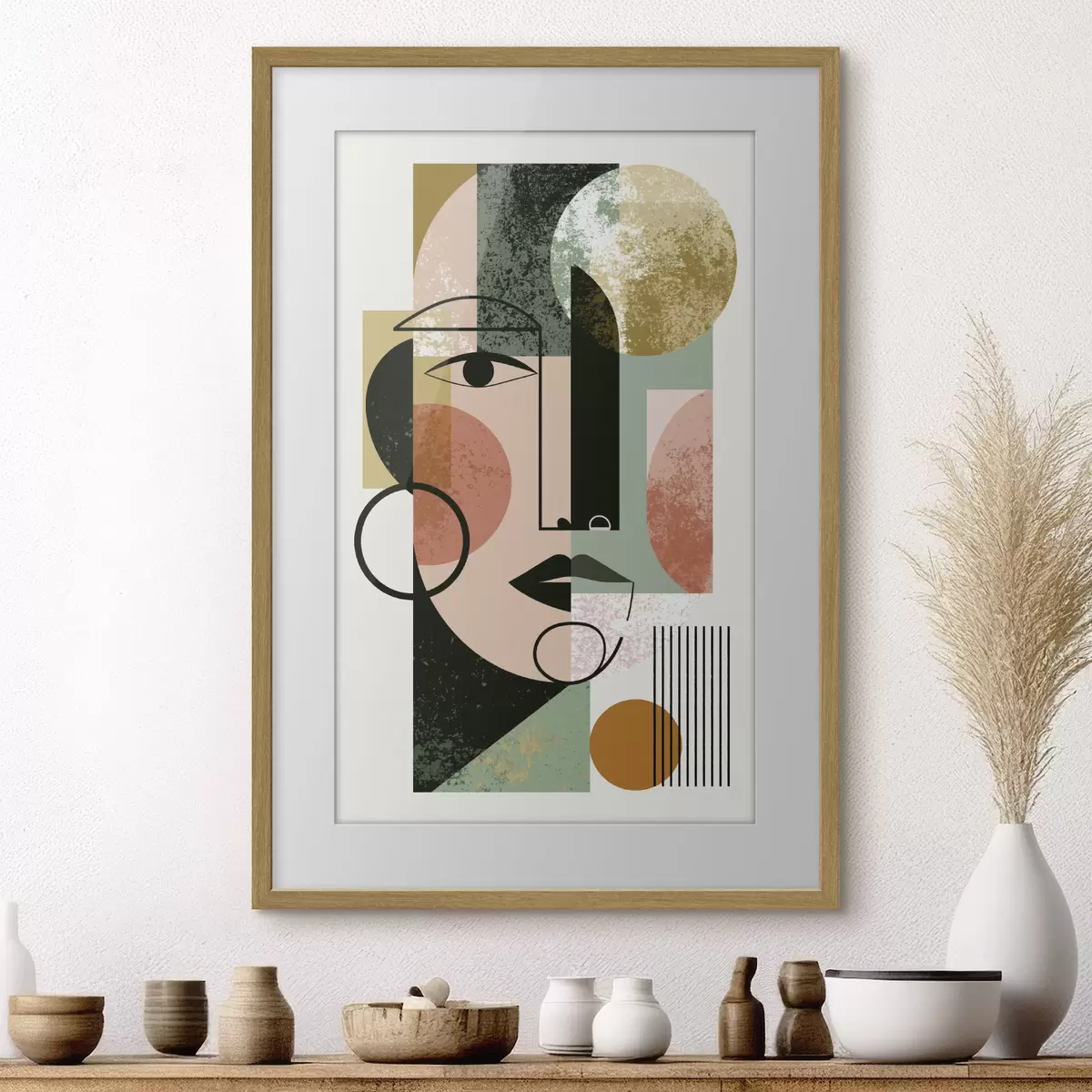 Poster Portrait abstrait avec des formes géométriques f49341