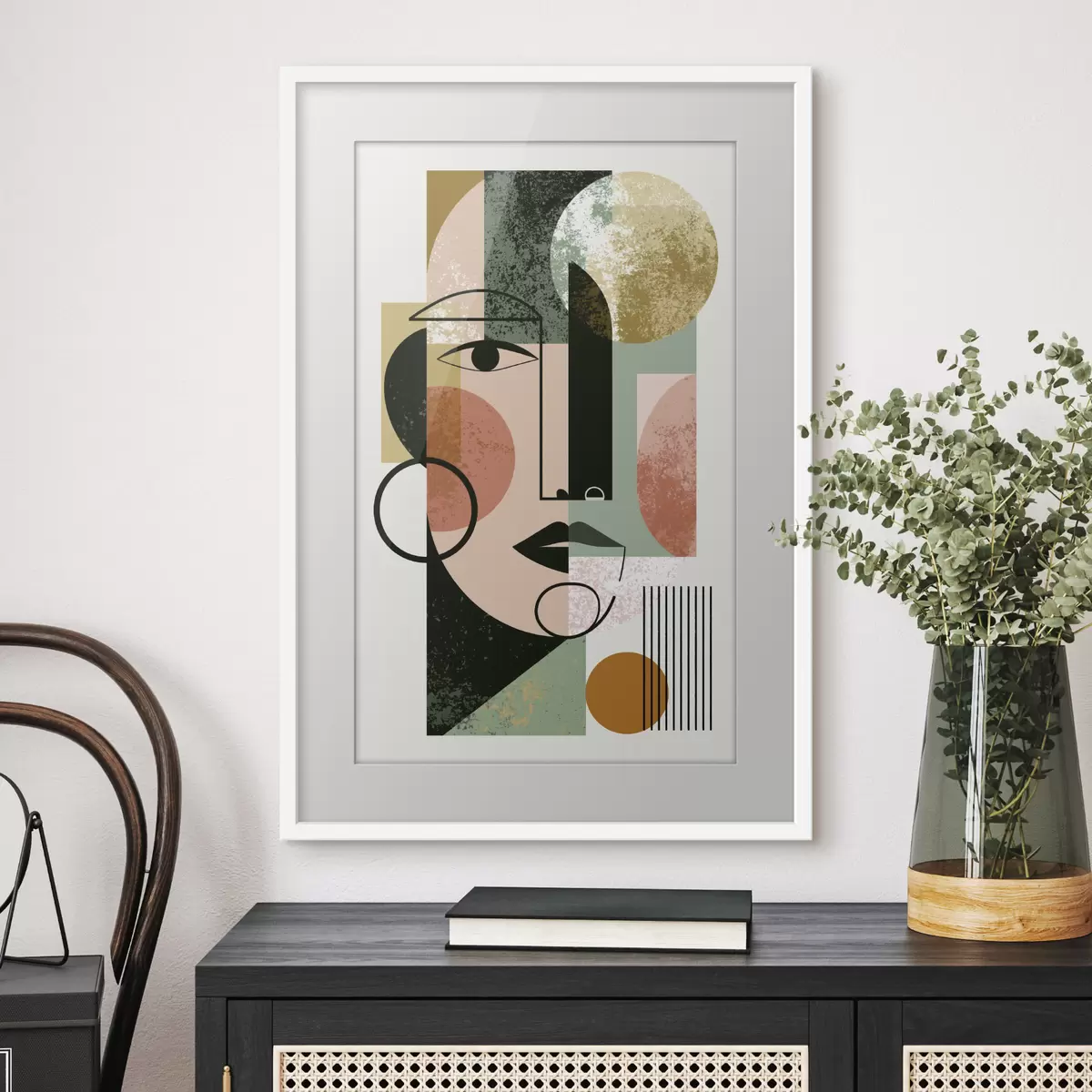 Poster Portrait abstrait avec des formes géométriques f49341