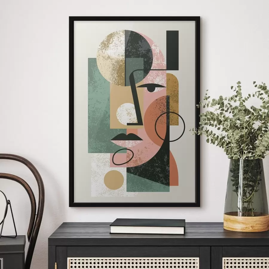 Papier peint Portrait abstrait avec des formes géométriques f49342