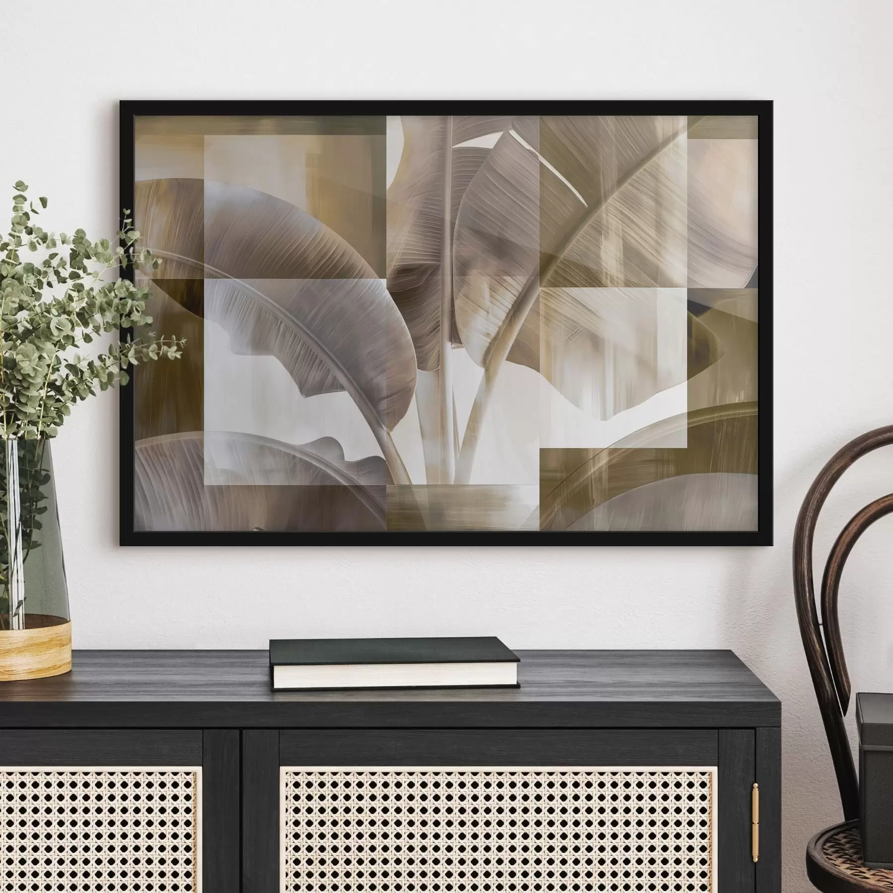 Papier peint Une abstraction botanique moderne avec des feuilles de bananier f49350