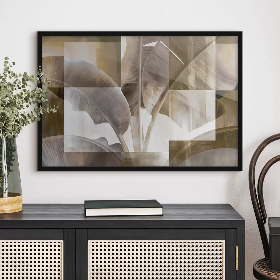 Papier peint Une abstraction botanique moderne avec des feuilles de bananier f49350