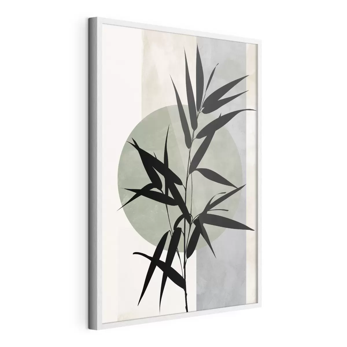 Poster Une composition abstraite composée de silhouettes de feuilles et de cercles f49363