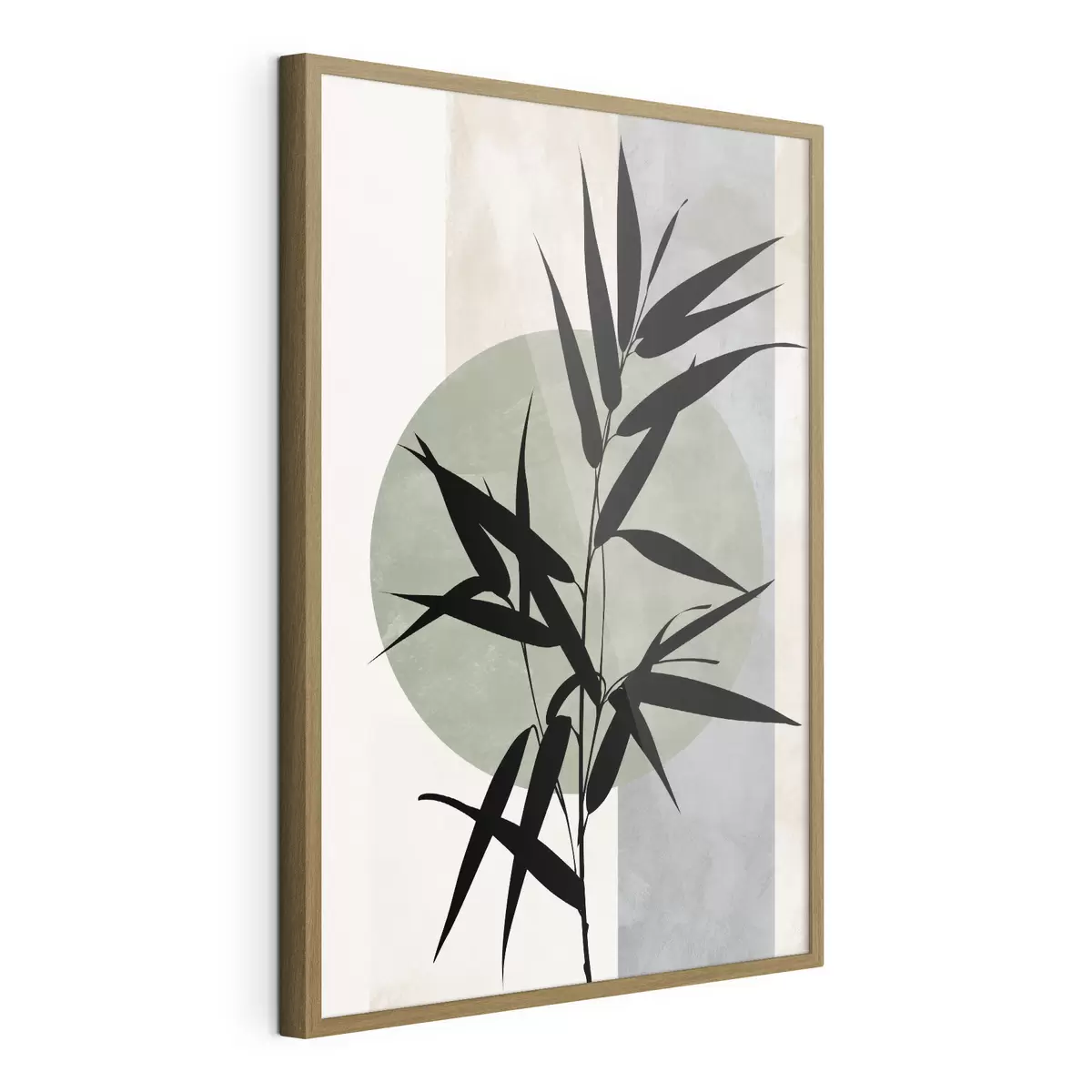 Poster Une composition abstraite composée de silhouettes de feuilles et de cercles f49363