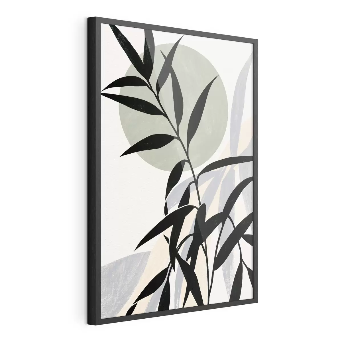 Poster Une composition abstraite composée de silhouettes de feuilles et de cercles f49364