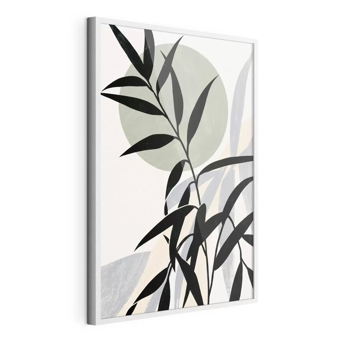 Poster Une composition abstraite composée de silhouettes de feuilles et de cercles f49364