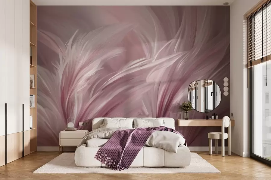 Papier peint De élégantes plumes dans des tons de rose w05658v1