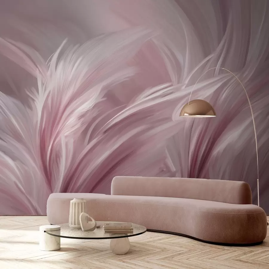 Papier peint De élégantes plumes dans des tons de rose w05658v1