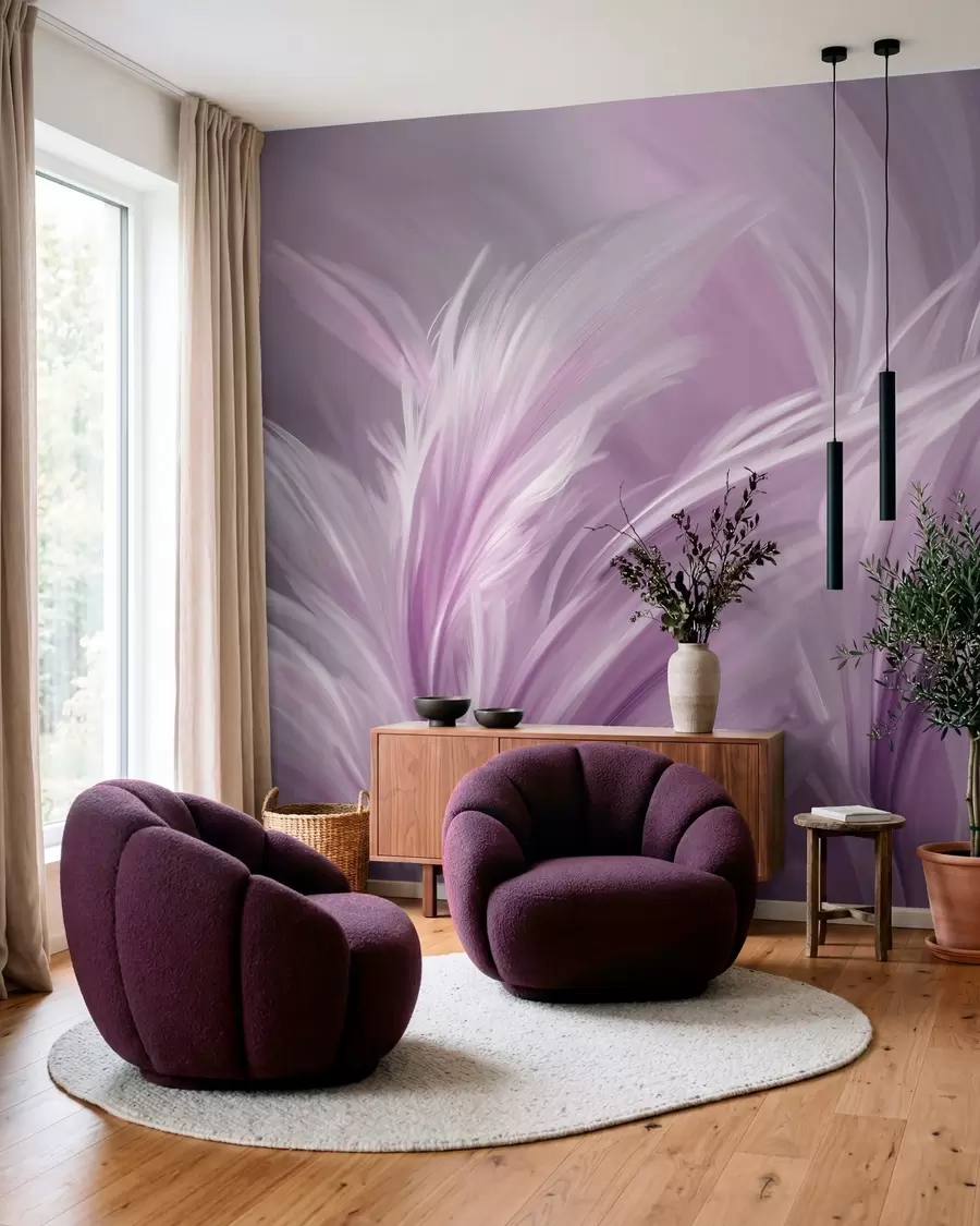 Papier peint De magnifiques plumes dans des tons de violet w05658v2