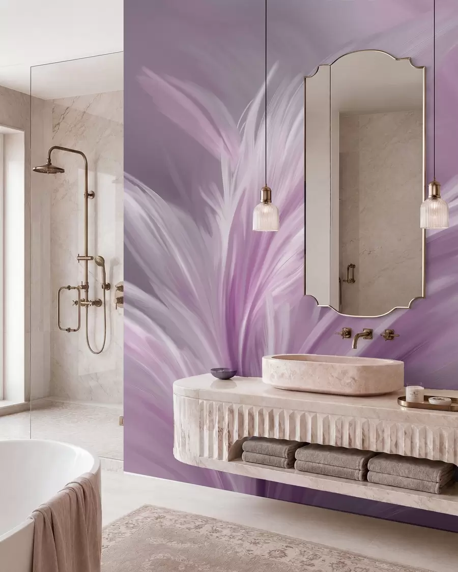 Papier peint De magnifiques plumes dans des tons de violet w05658v2