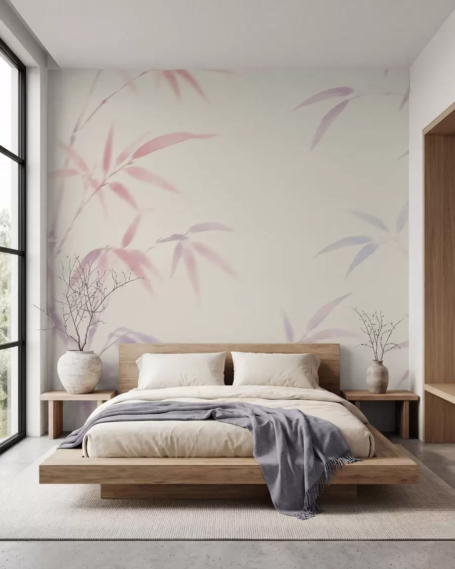 Papier peint Feuilles de bambou stylisées w05666
