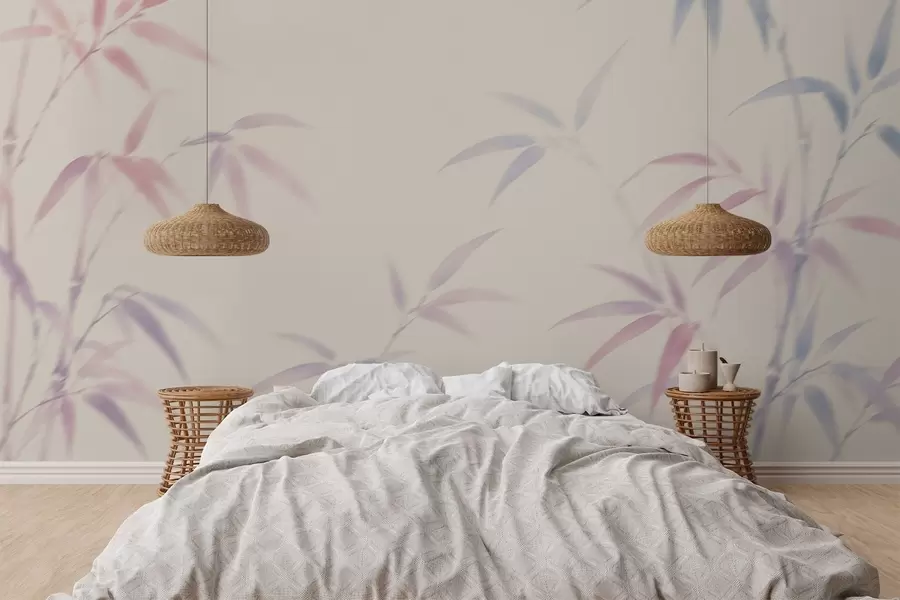 Papier peint Feuilles de bambou stylisées w05666