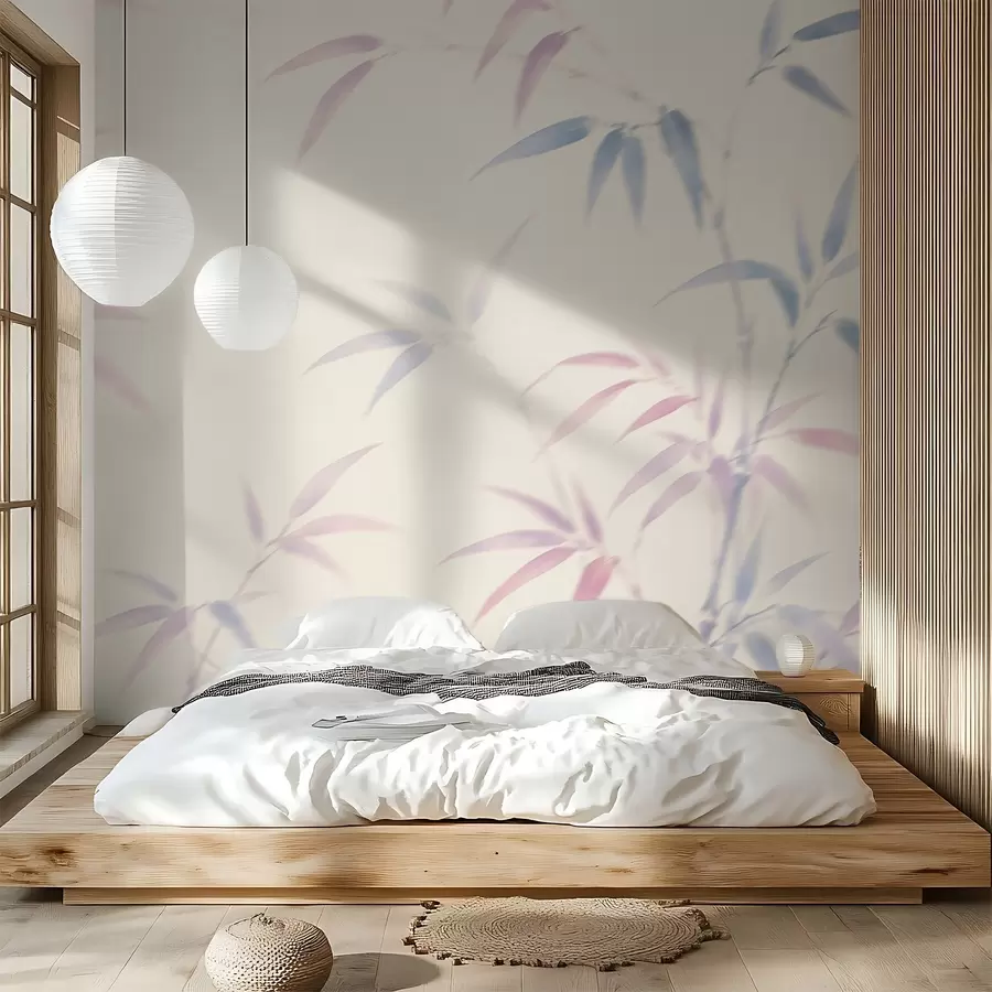 Papier peint Feuilles de bambou stylisées w05666