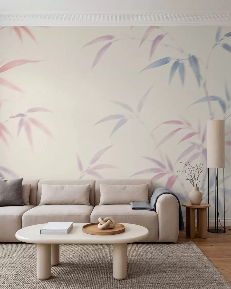 Papier peint Feuilles de bambou stylisées w05666