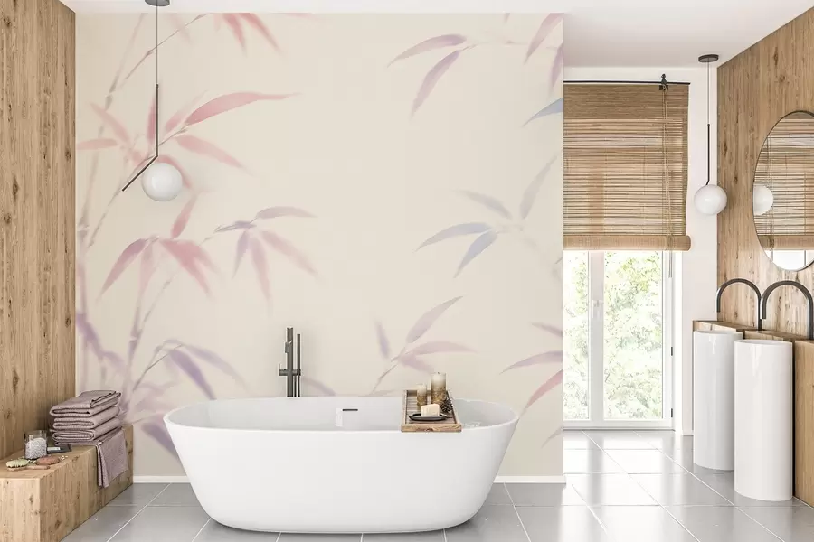 Papier peint Feuilles de bambou stylisées w05666