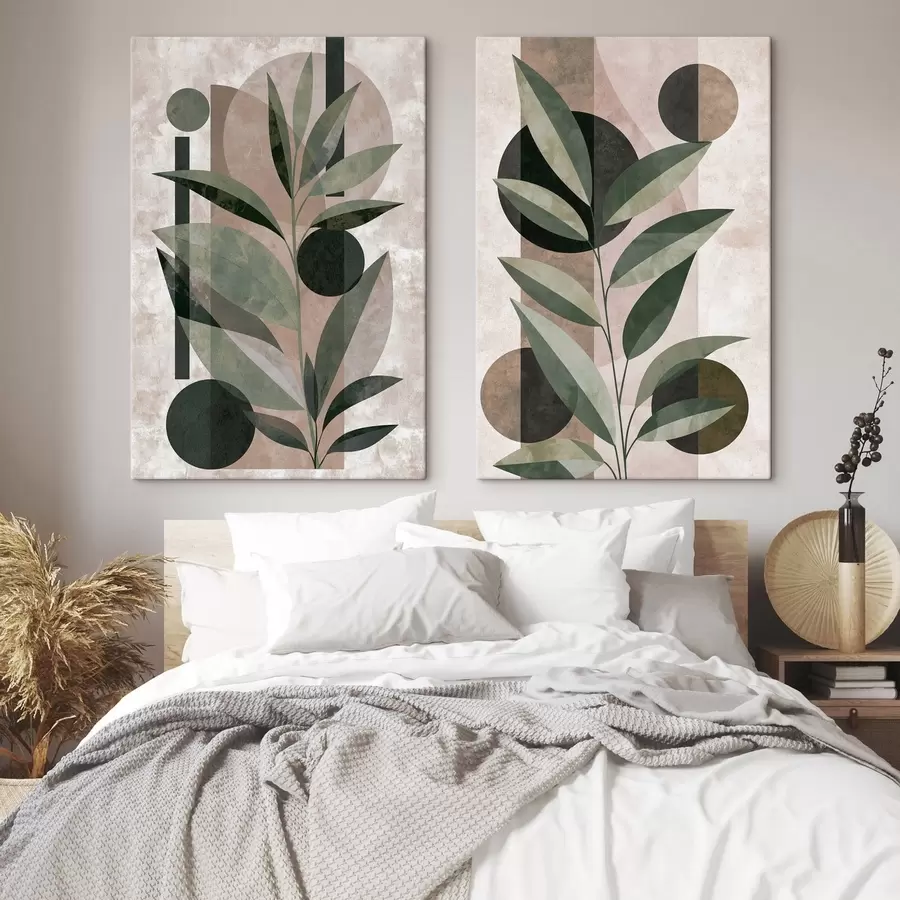 Tableau Une composition abstraite avec des feuilles m30544