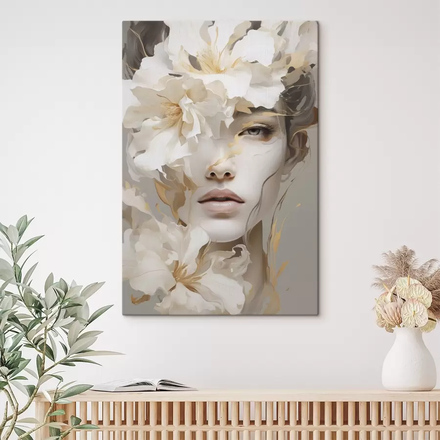 Tableau Portrait d'une jeune fille parmi les fleurs s49392