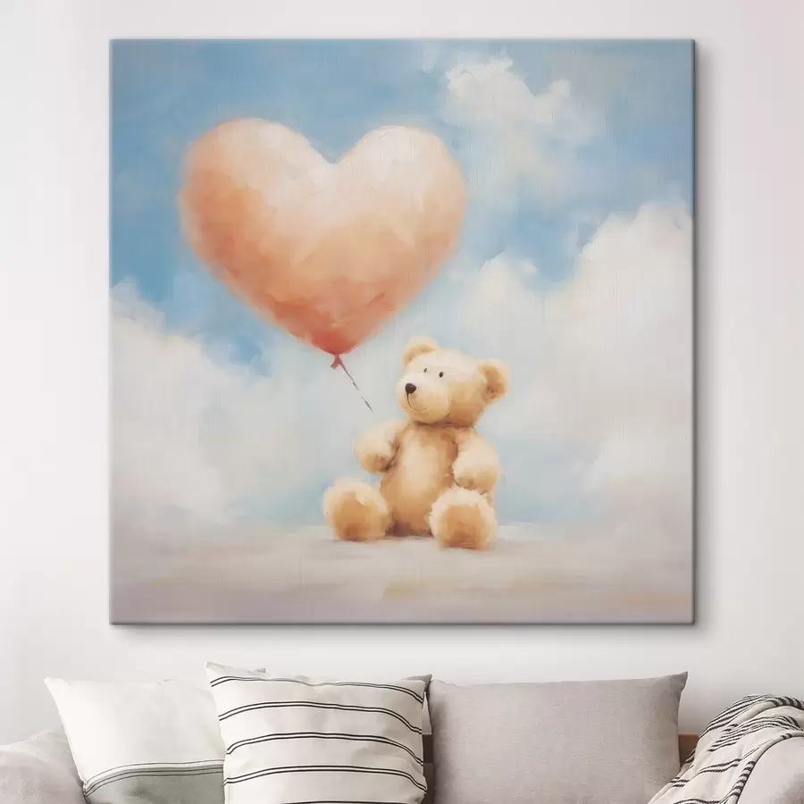 Tableau Peinture représentant un ours et un cœur s49396