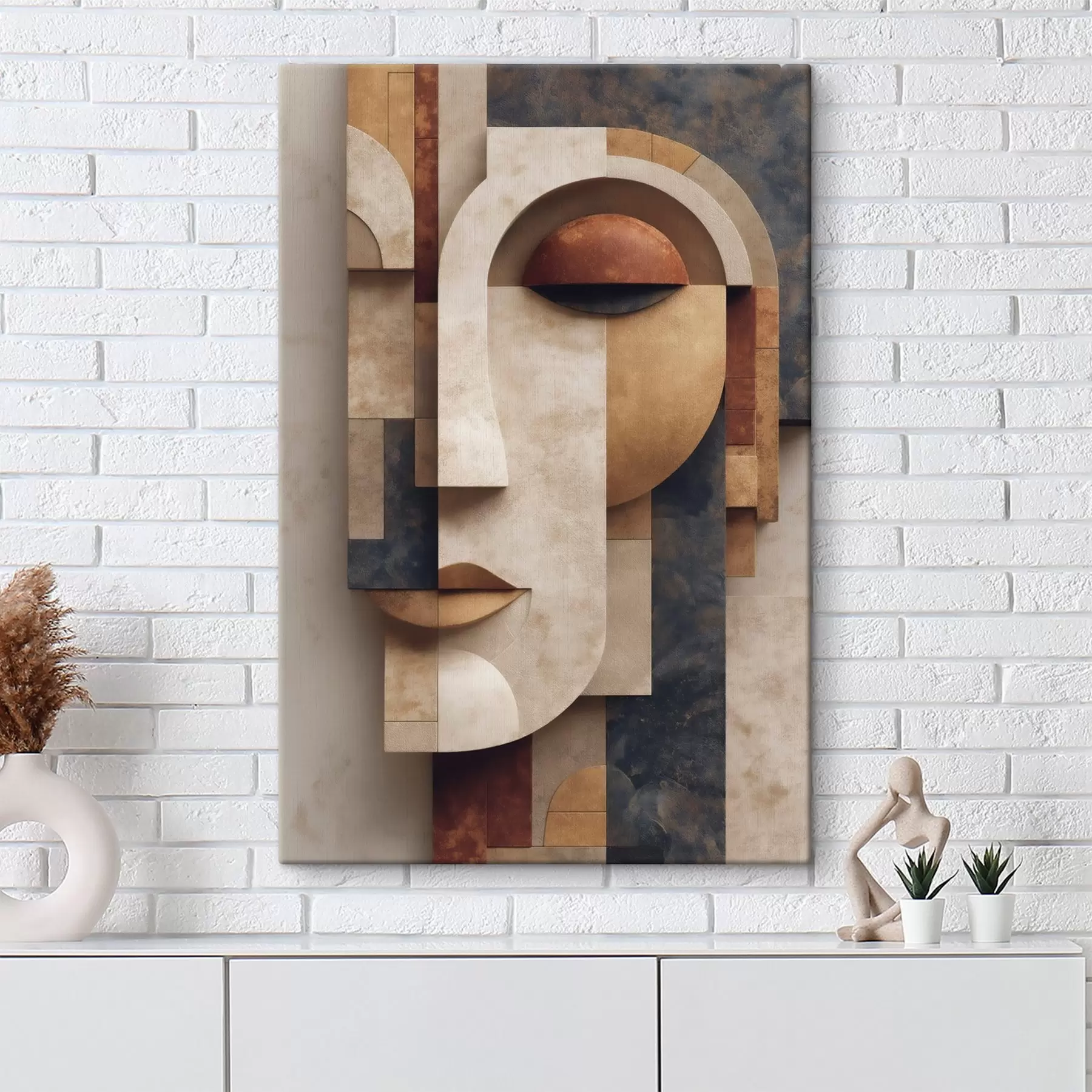 Tableau Illustration abstraite représentant un visage de profil s49397