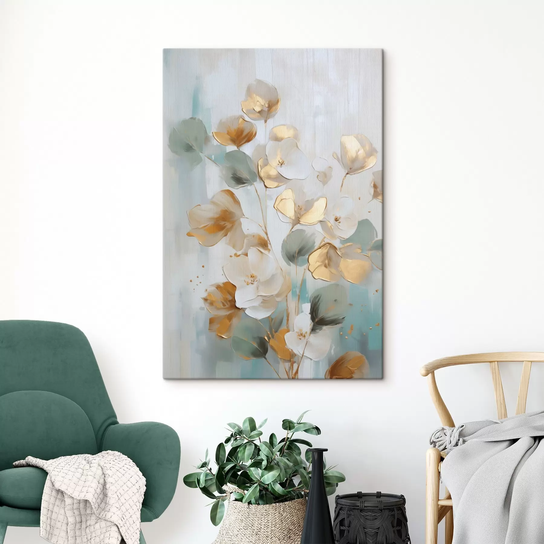 Tableau Branches abstraites avec un feuillage imitant la peinture s49399