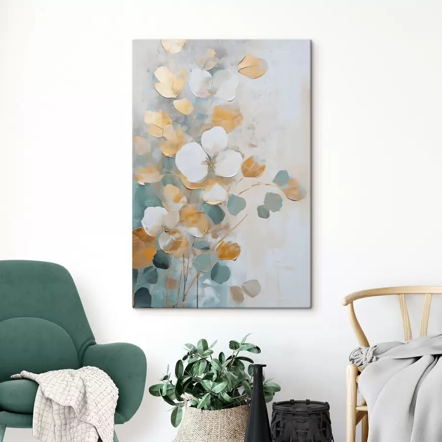 Tableau Feuilles abstraites imitation de peinture s49400