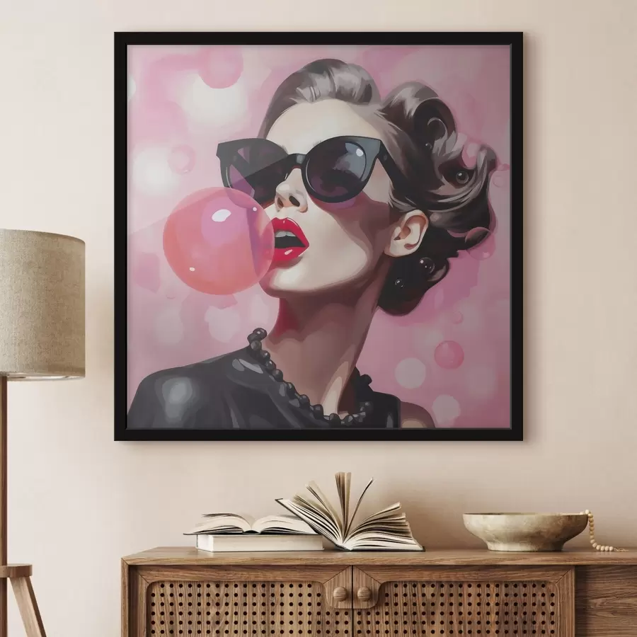 Papier peint Illustration représentant une jeune fille portant des lunettes de soleil f49385