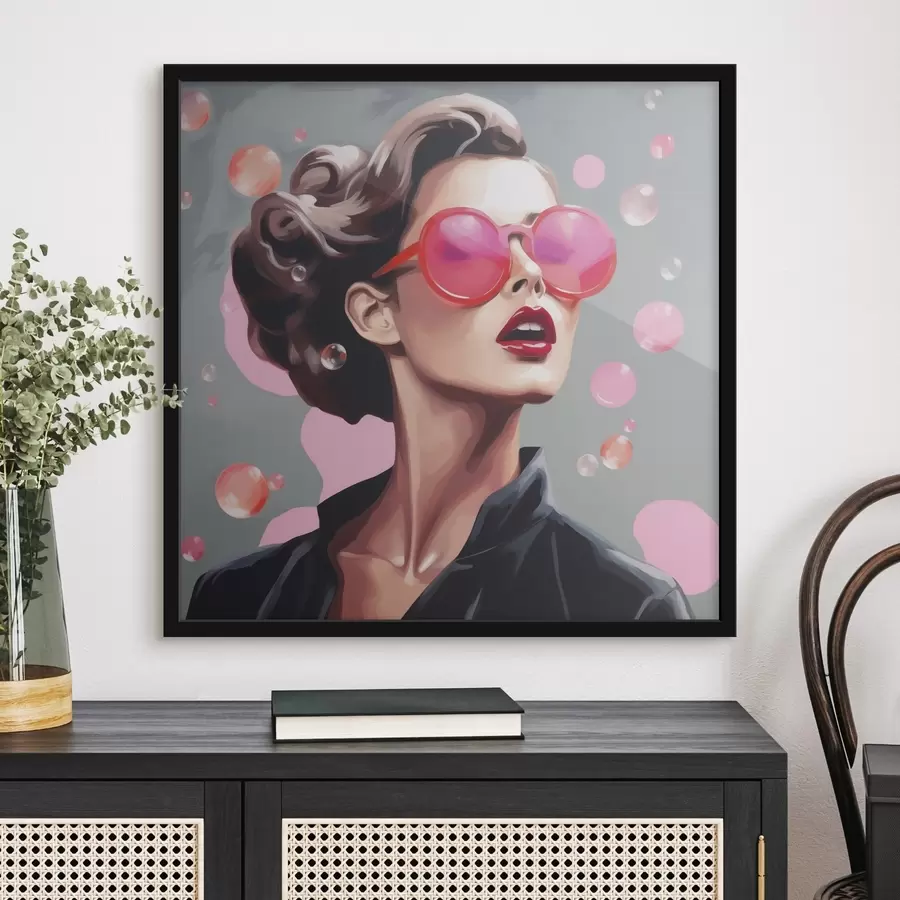 Papier peint Illustration représentant une jeune fille portant des lunettes de soleil f49386