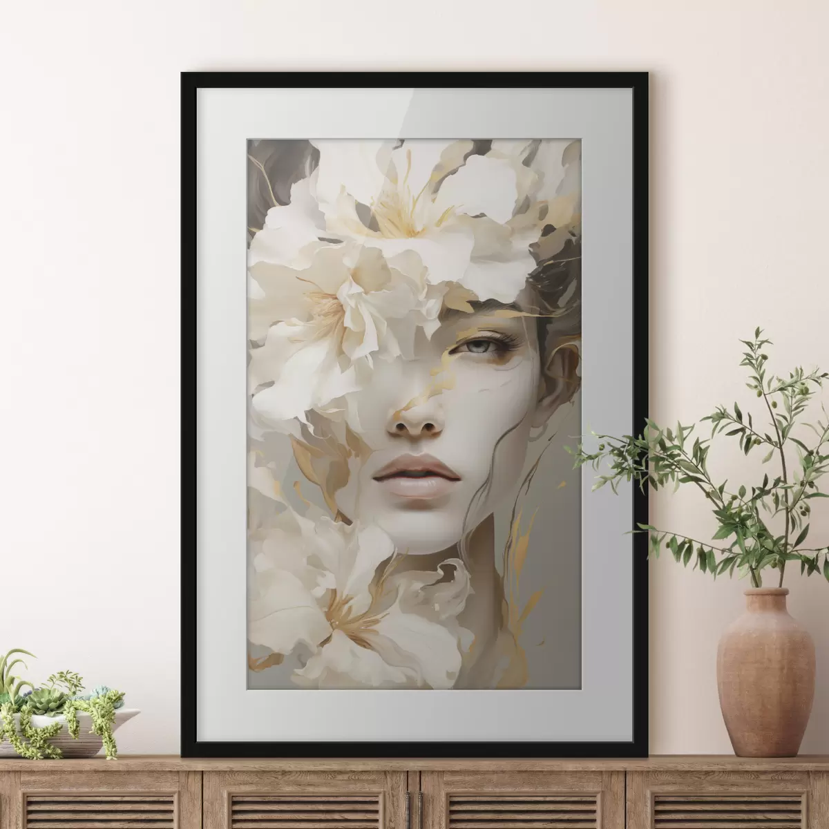 Poster Portrait d'une jeune fille parmi les fleurs f49392