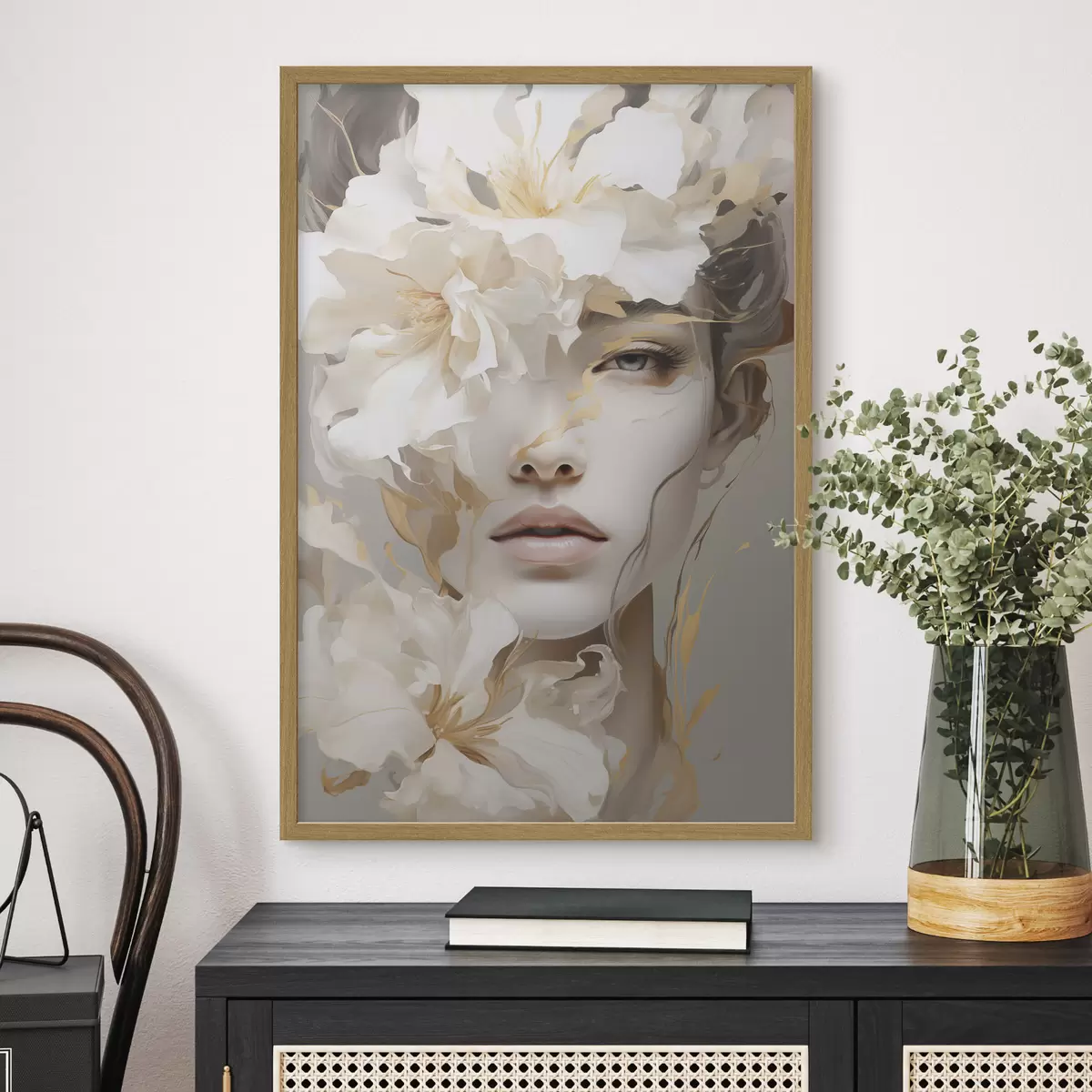 Poster Portrait d'une jeune fille parmi les fleurs f49392