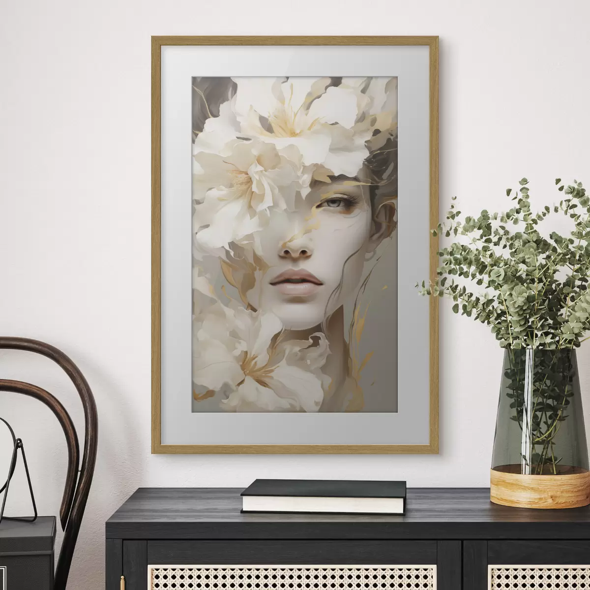 Poster Portrait d'une jeune fille parmi les fleurs f49392