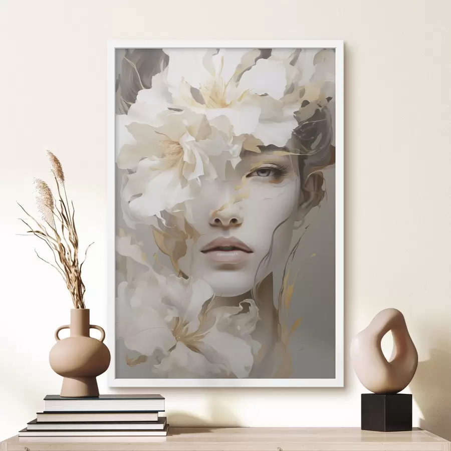 Papier peint Portrait d'une jeune fille parmi les fleurs f49392