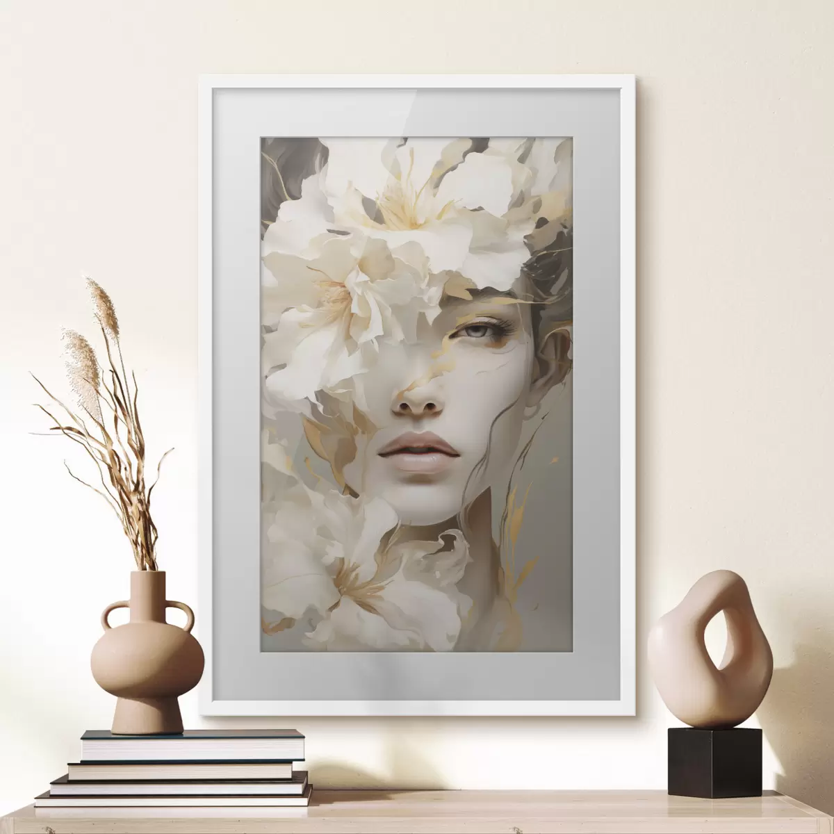 Poster Portrait d'une jeune fille parmi les fleurs f49392