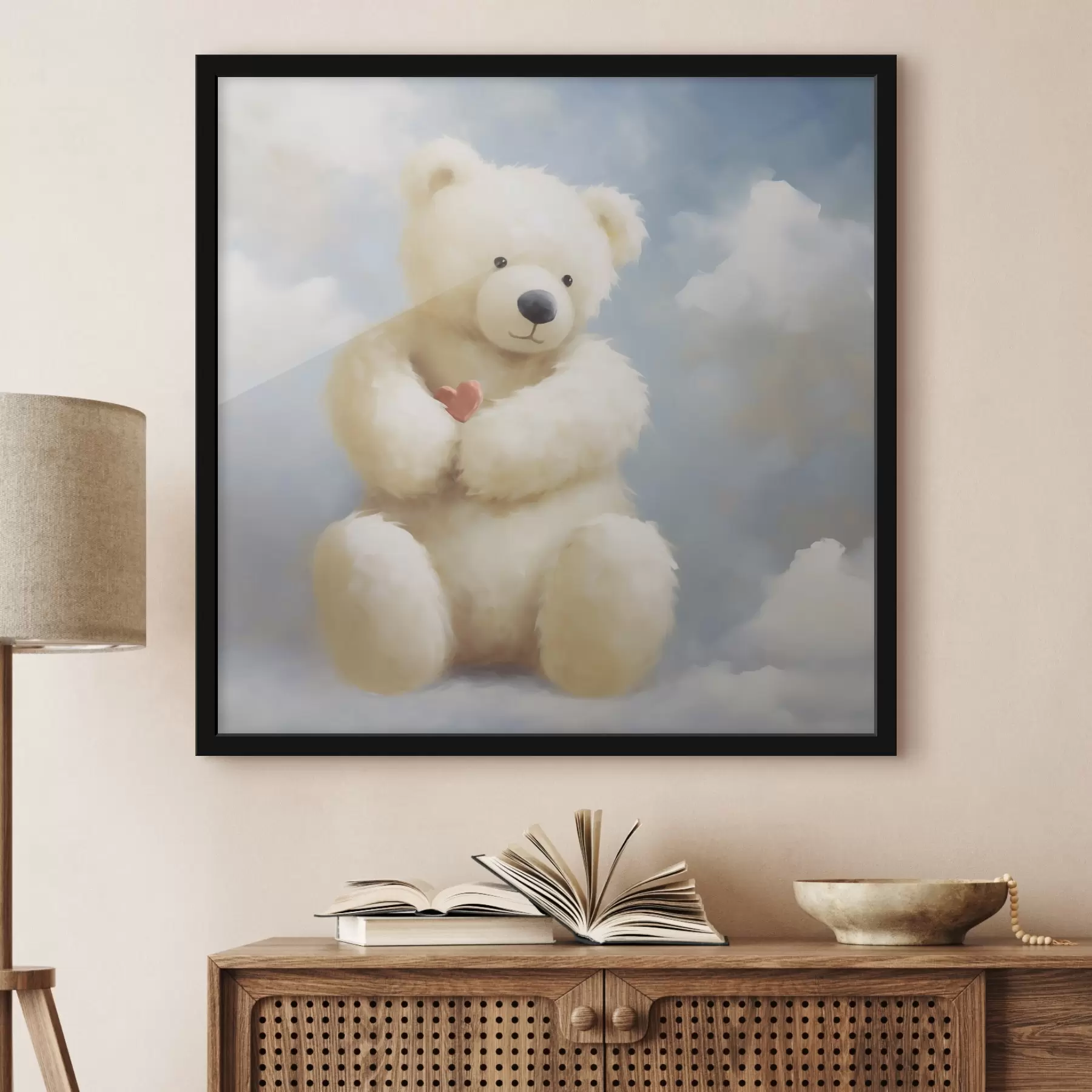 Papier peint Ours au petit cœur, peinture d'imitation f49395
