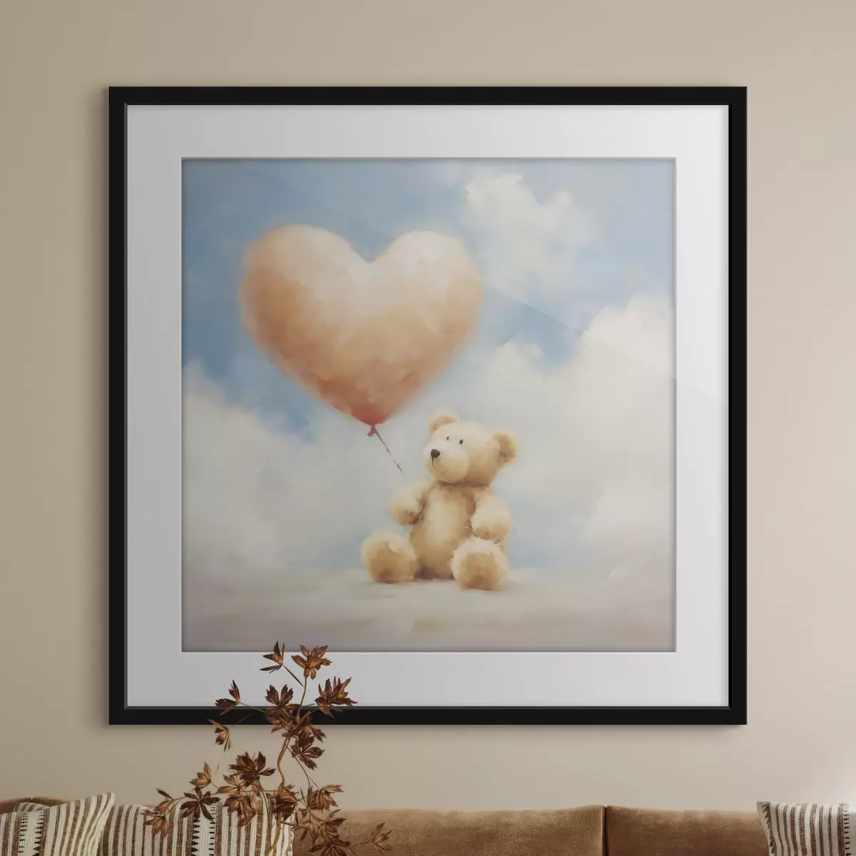 Poster Peinture représentant un ours et un cœur f49396
