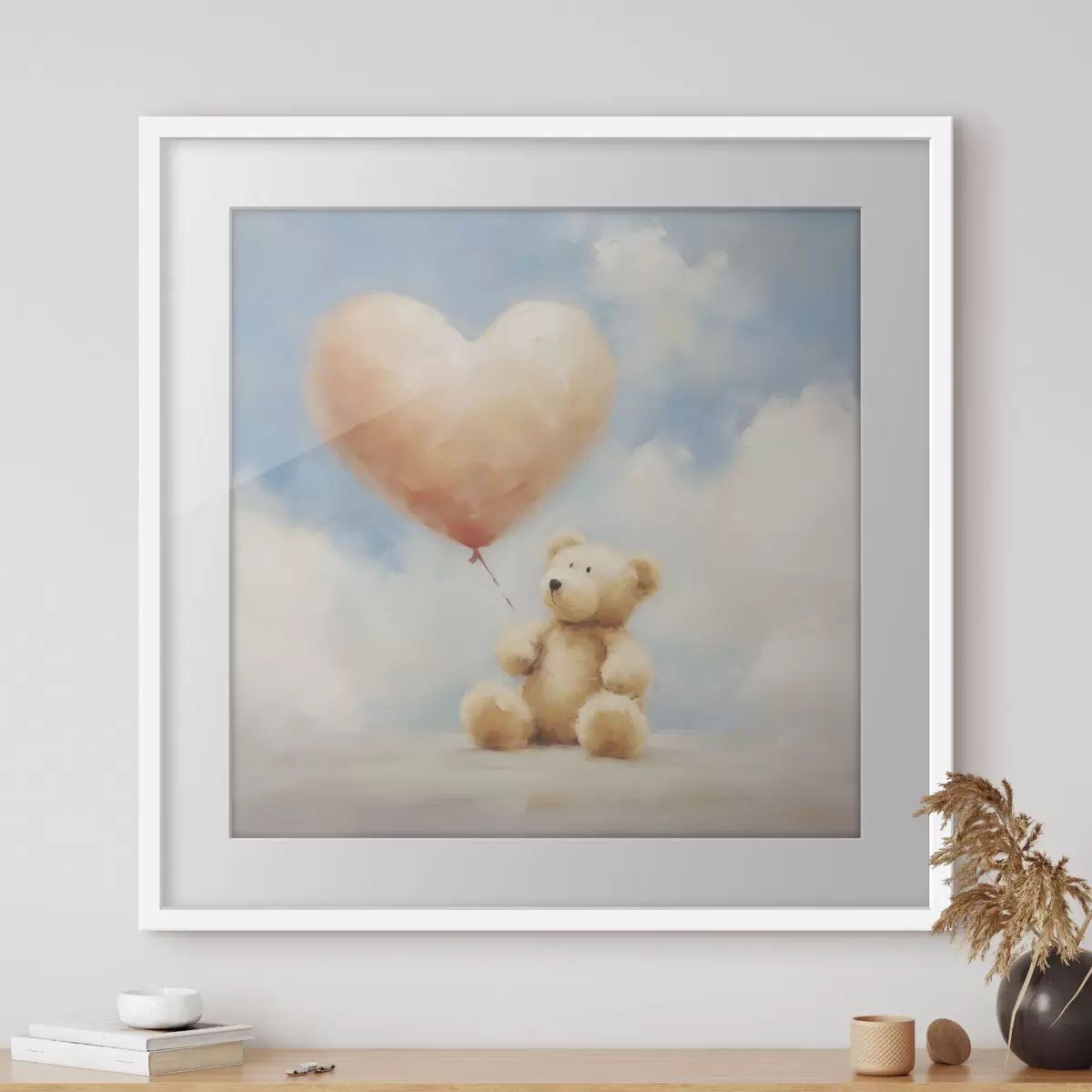 Poster Peinture représentant un ours et un cœur f49396