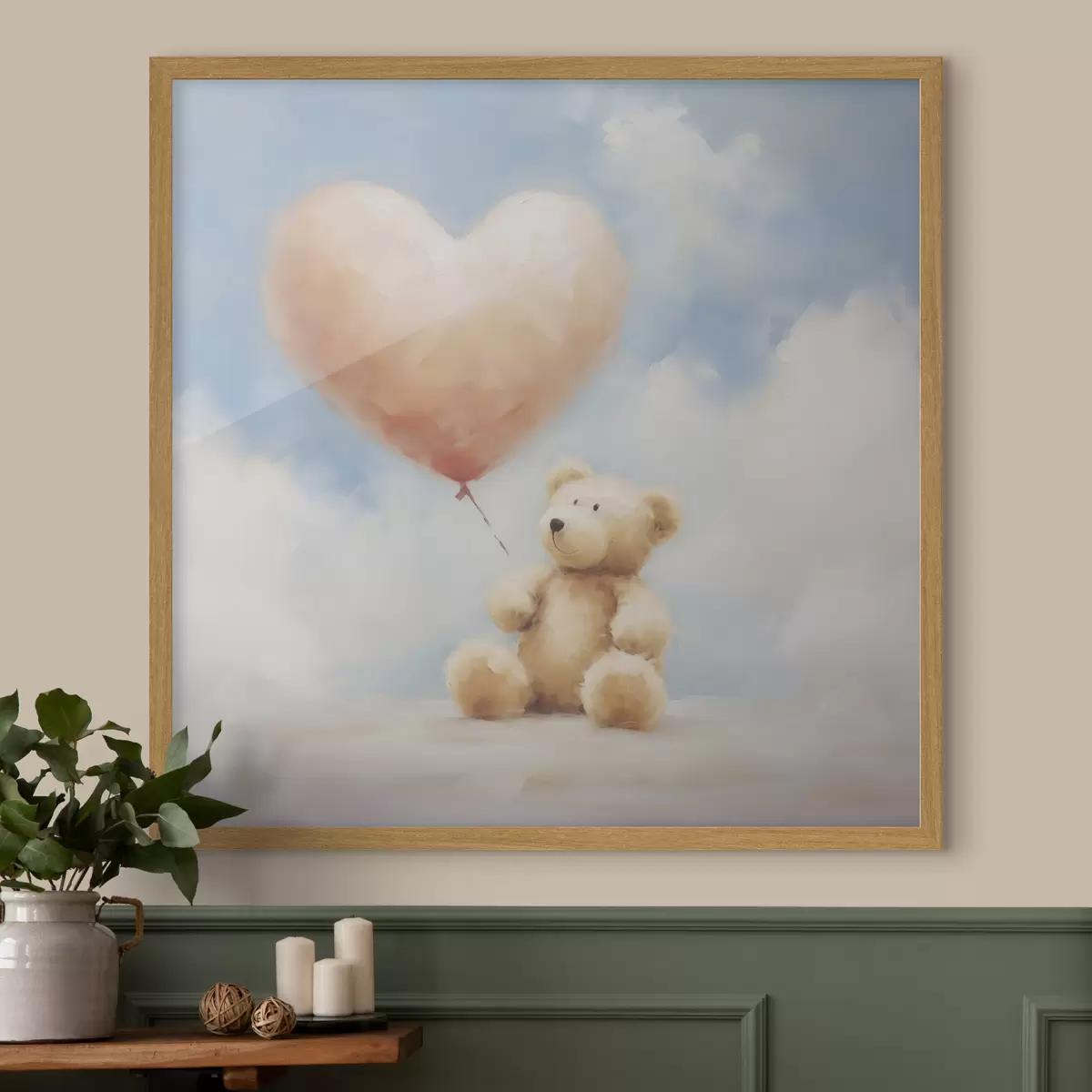Poster Peinture représentant un ours et un cœur f49396