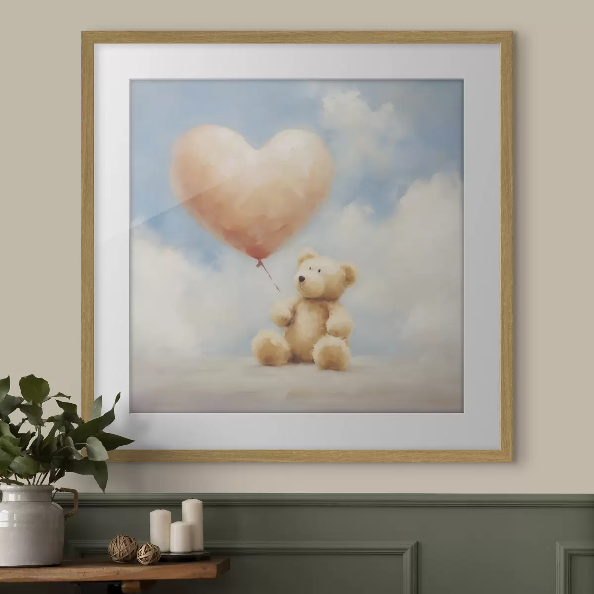 Poster Peinture représentant un ours et un cœur f49396