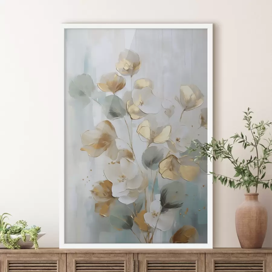 Papier peint Branches abstraites avec un feuillage imitant la peinture f49399