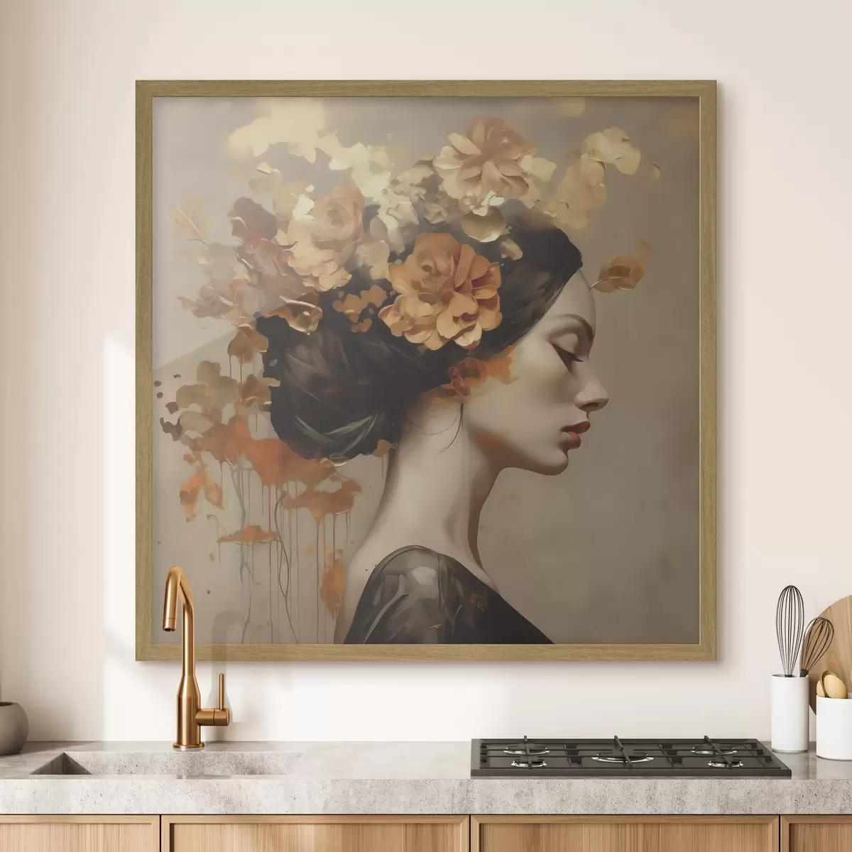 Poster Reproduction d'un tableau représentant une jeune fille avec des fleurs dans les cheveux f49401