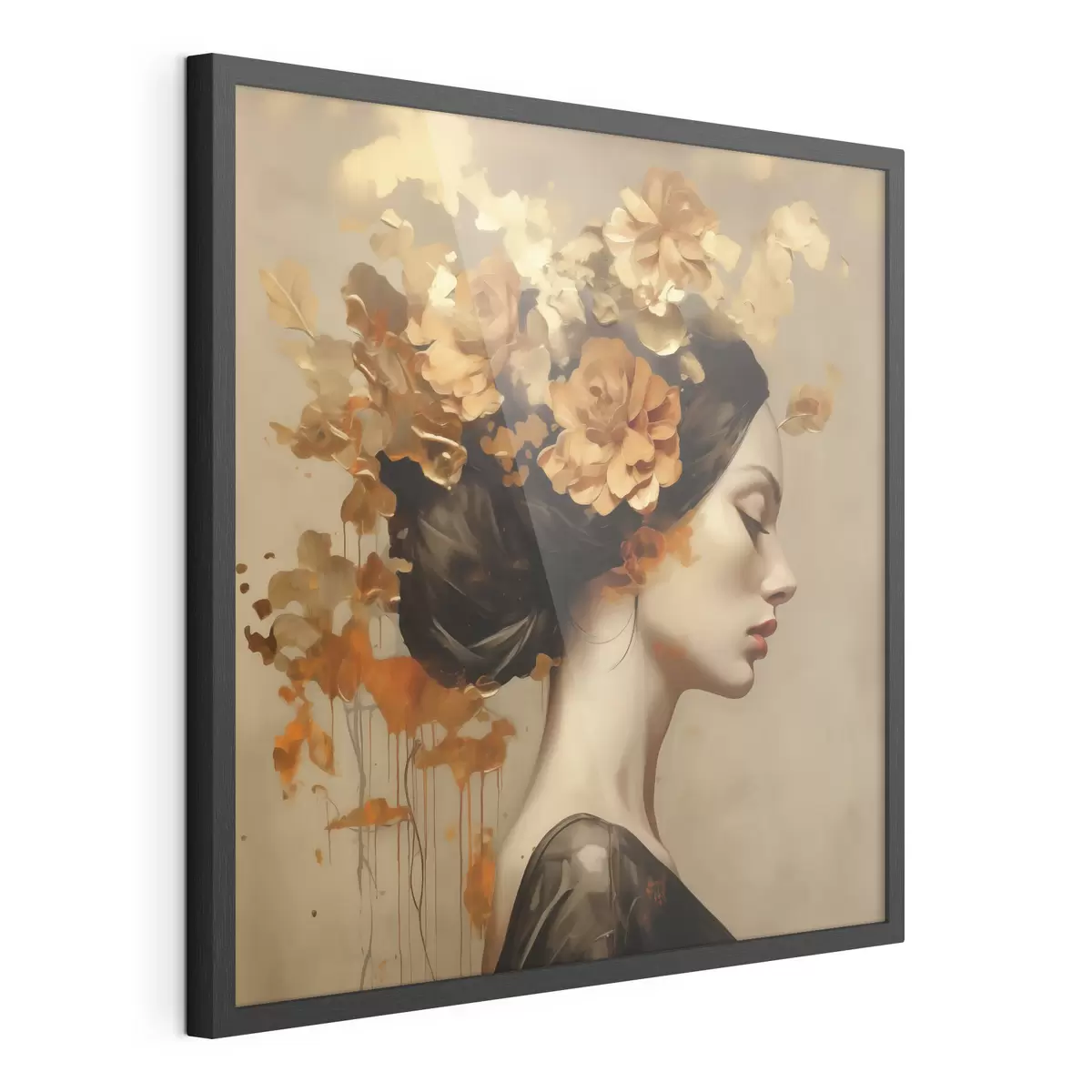 Poster Reproduction d'un tableau représentant une jeune fille avec des fleurs dans les cheveux f49401
