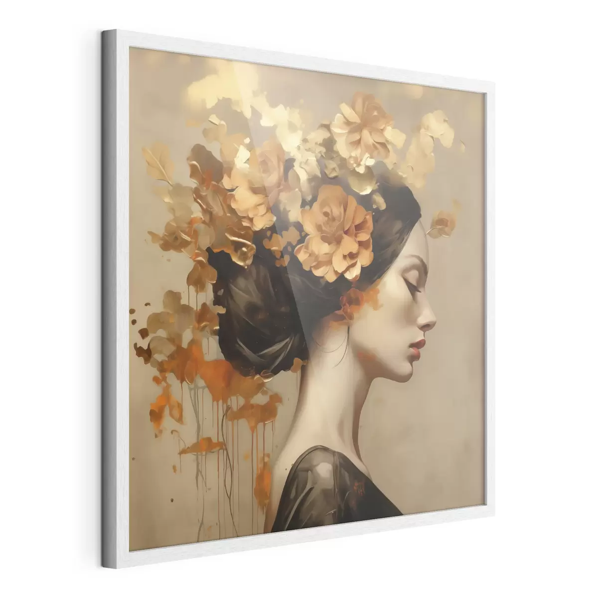 Poster Reproduction d'un tableau représentant une jeune fille avec des fleurs dans les cheveux f49401