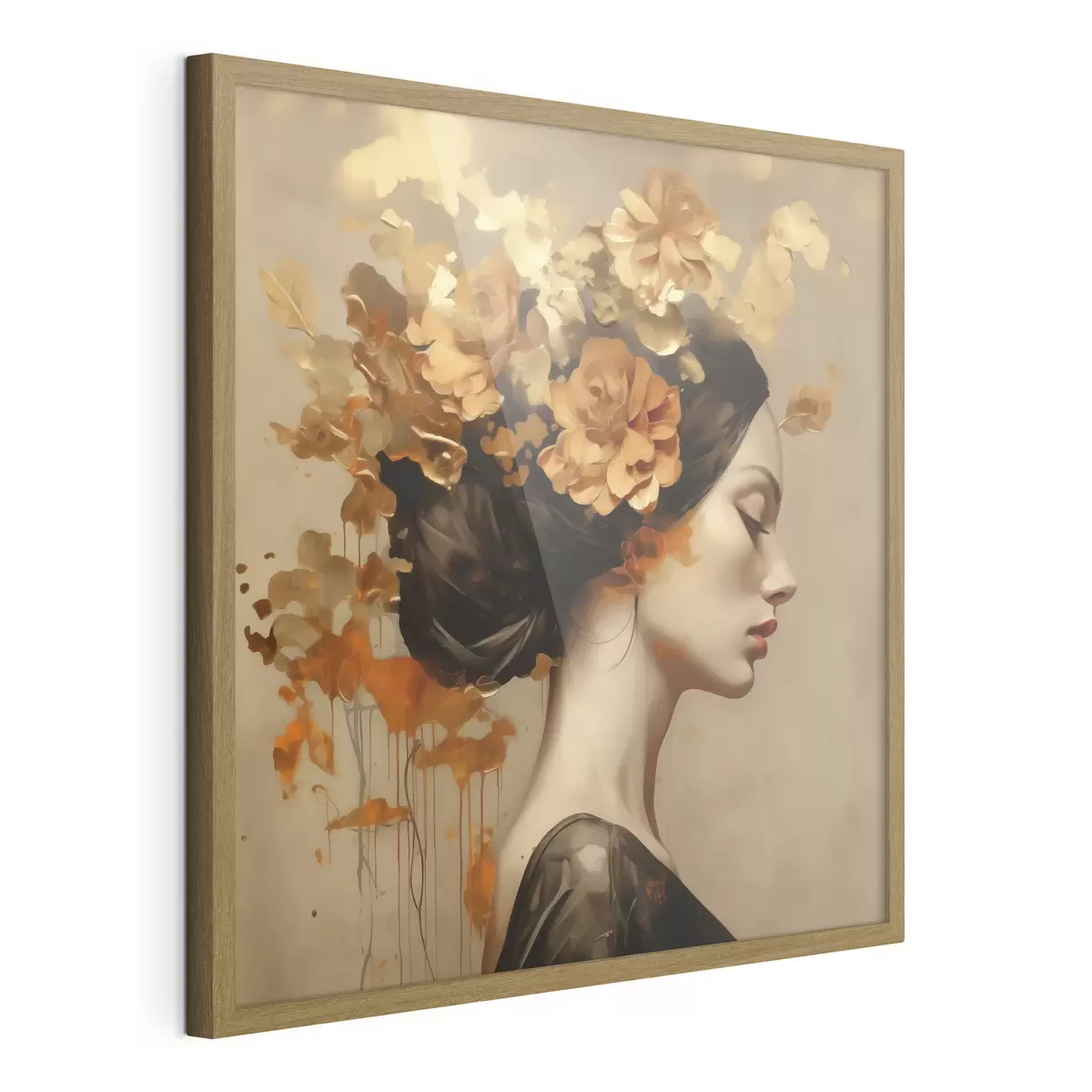 Poster Reproduction d'un tableau représentant une jeune fille avec des fleurs dans les cheveux f49401