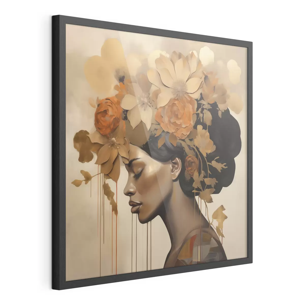 Poster Reproduction d'un tableau représentant une jeune fille avec des fleurs dans les cheveux f49402