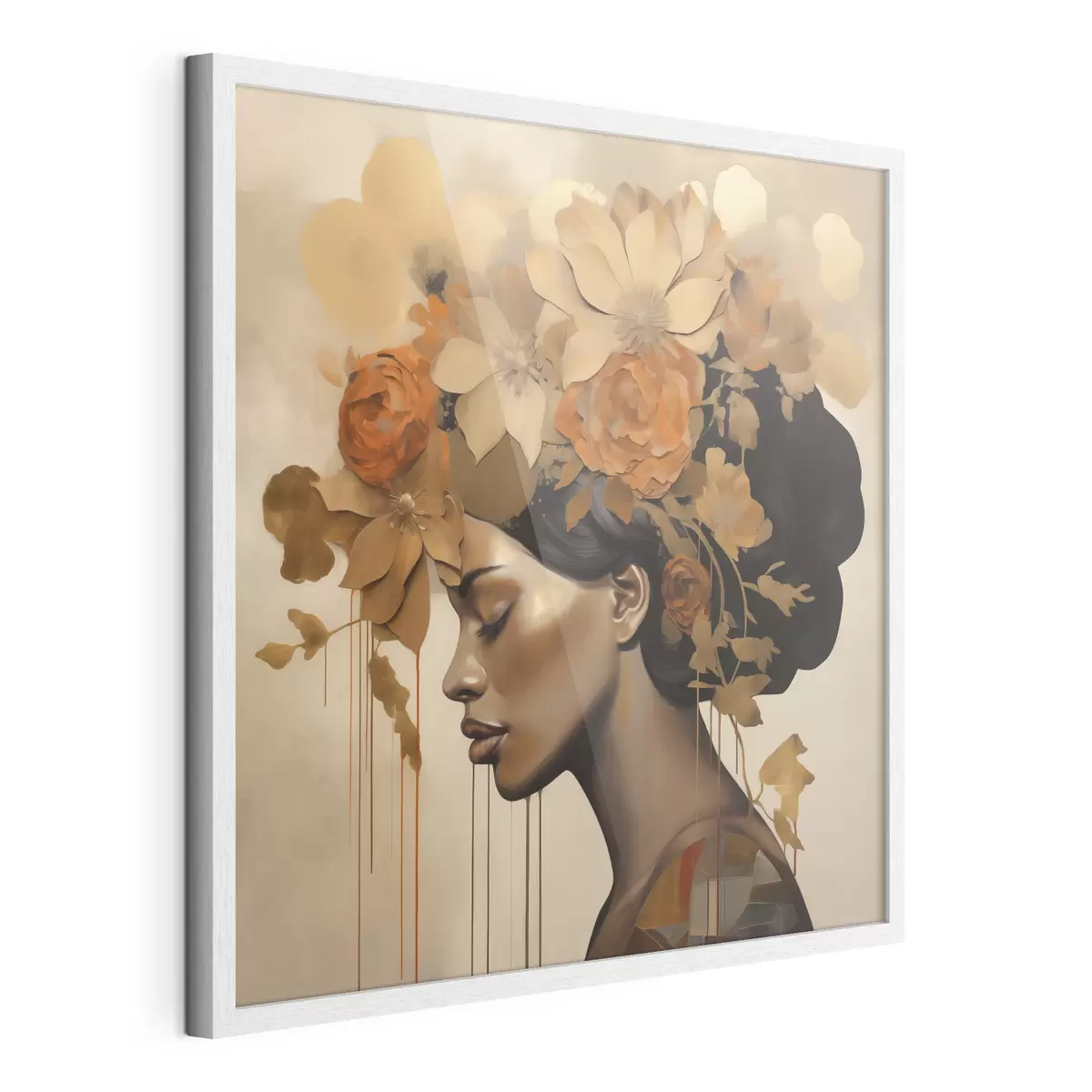Poster Reproduction d'un tableau représentant une jeune fille avec des fleurs dans les cheveux f49402