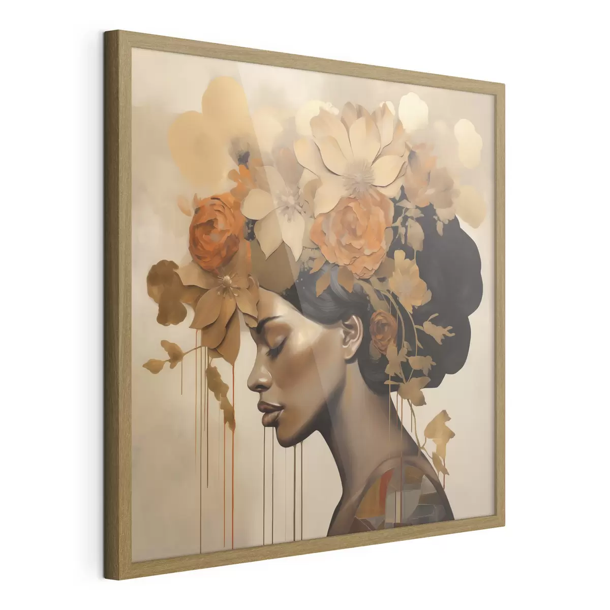 Poster Reproduction d'un tableau représentant une jeune fille avec des fleurs dans les cheveux f49402