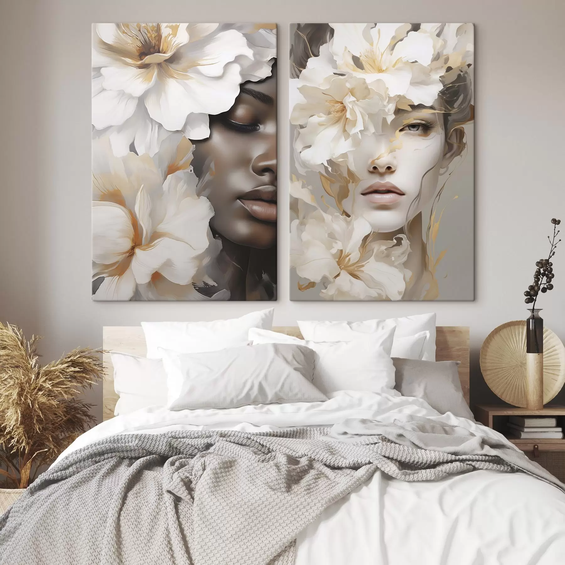 Tableau Le visage d'une jeune fille parmi les fleurs m30554