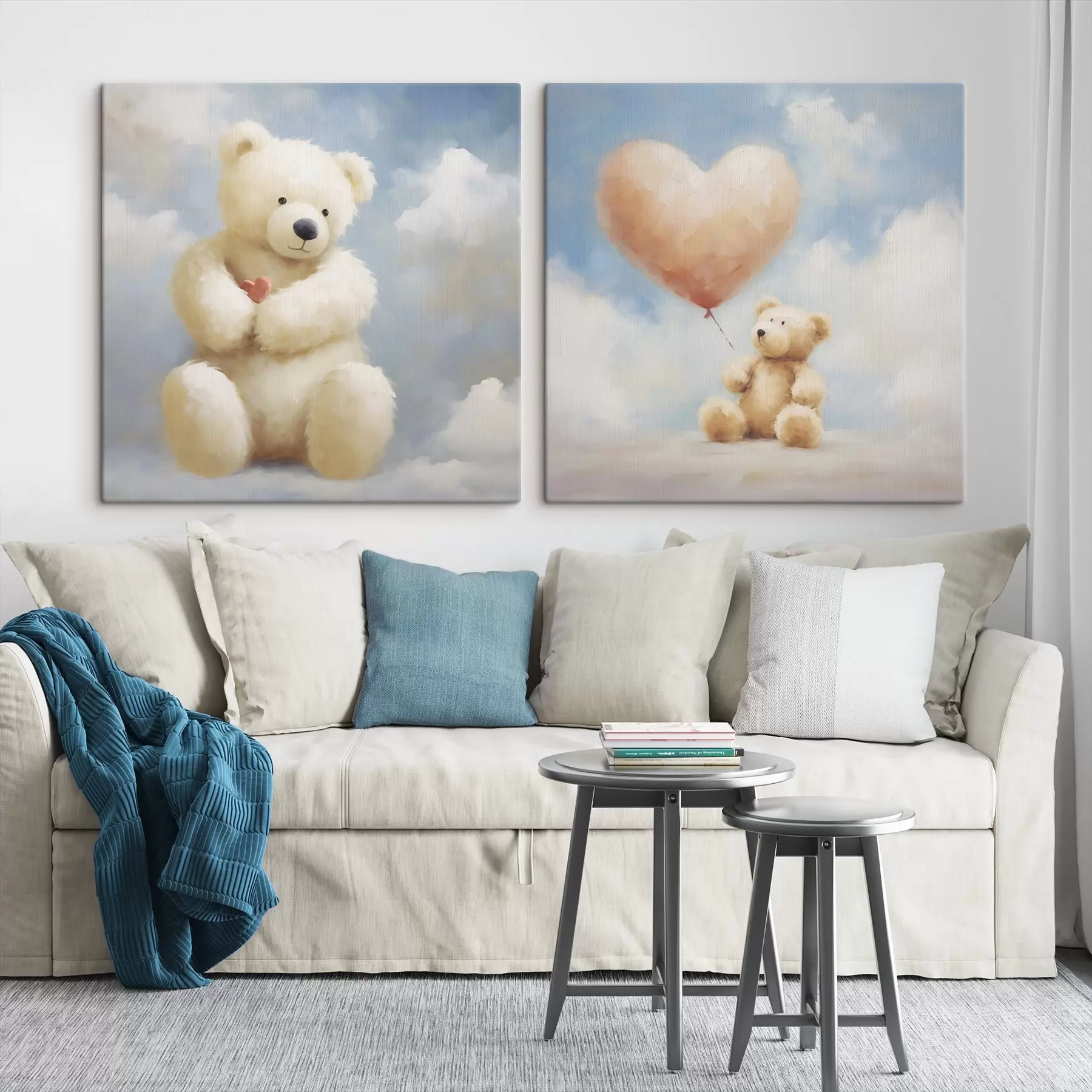 Tableau Peinture représentant un ours et un cœur m30556