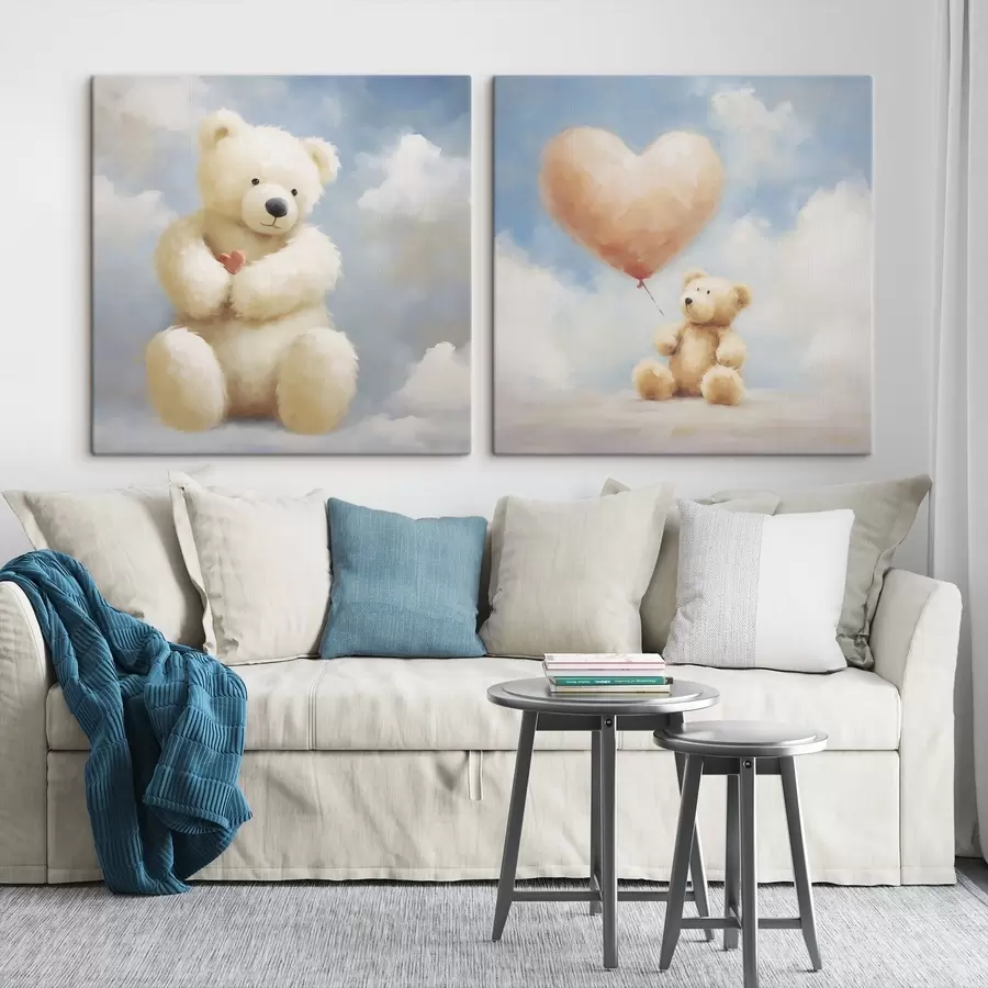 Papier peint Peinture représentant un ours et un cœur m30556
