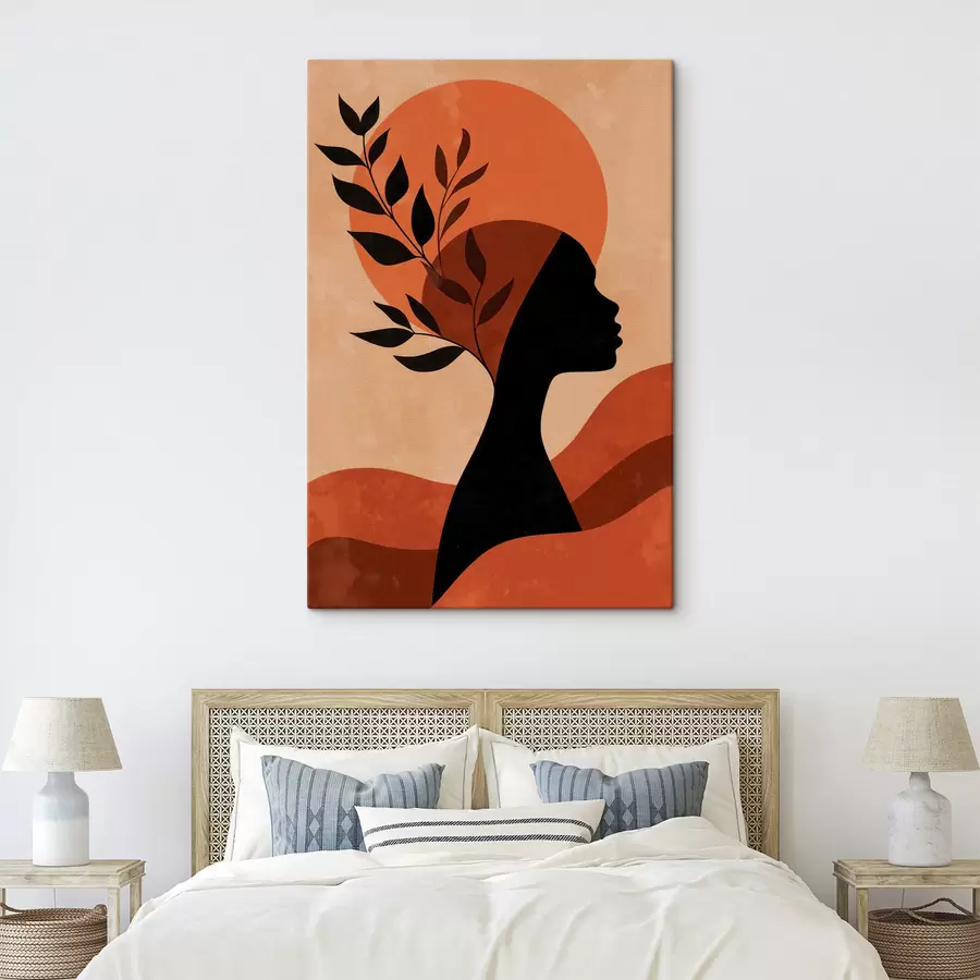 Tableau Silhouette de femme avec des feuilles s49440
