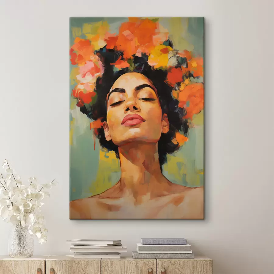Tableau Femme avec des fleurs s49443
