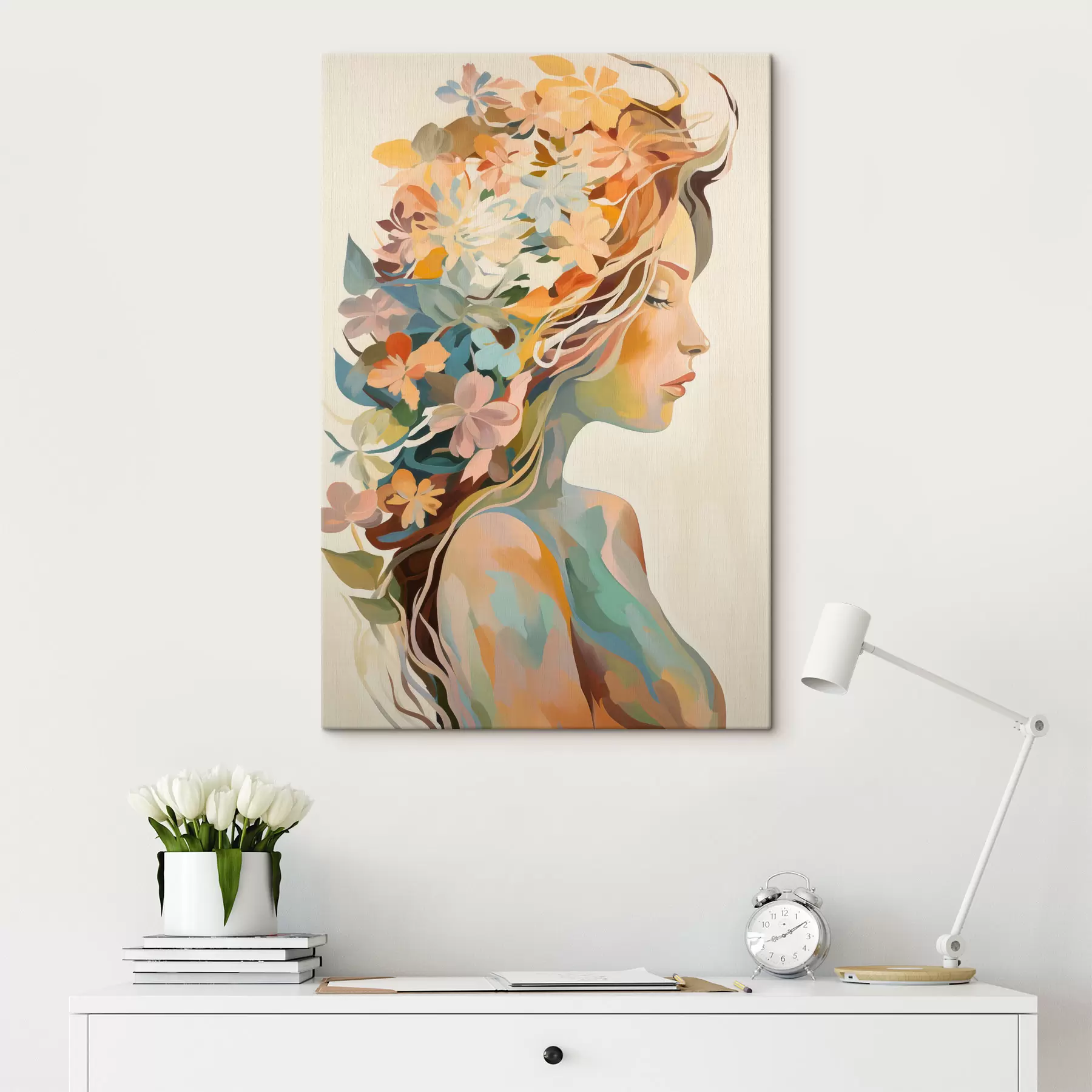 Tableau Femme avec des fleurs s49451
